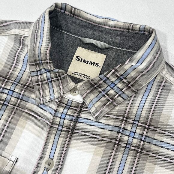 Simms Santee Women Button Flannel Soft Plaid Long Sleeve Button Shirt Sz Medium - Picture 1 of 9